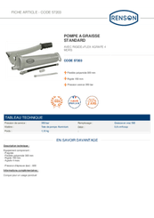 Equipement d'atelier - Graissage - Pompe à graisse manuelle 350 bar