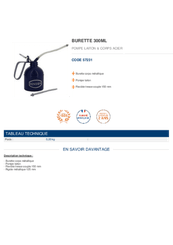 Equipement d'atelier - Graissage - Burette à l'huile