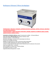 Equipement d'atelier - Autres - Nettoyeur à ultrasons 3 L