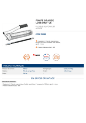 Equipement d'atelier - Graissage - Pompe à graisse à levier LUBE-SHUTTLE