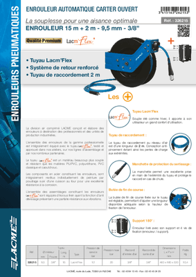 Compresseurs, outils pneumatiques - Accessoires - Enrouleur tuyau d'air 15 m