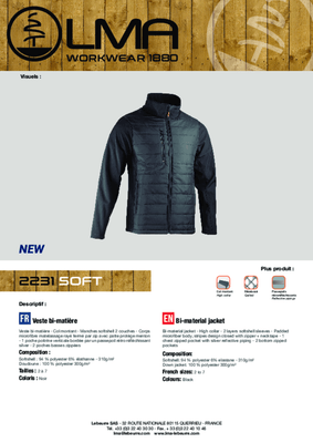 Equipement et protection individuelle - Habillement - Blouson SOFT