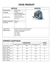 Equipement d'atelier - Mesure - Mètre ruban 3 m