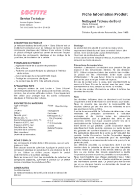 Consommables atelier - Nettoyants - Nettoyant tableau de bord